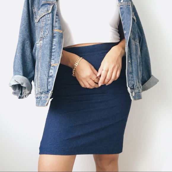 Vintage High waist deep navy denim skirt - Picture 3 of 7